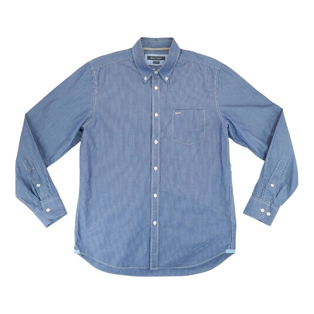 Marc O'Polo Men's Button Up Slim Fit‎ Dress Shirt Long Sleeve Striped Sz L 41/42